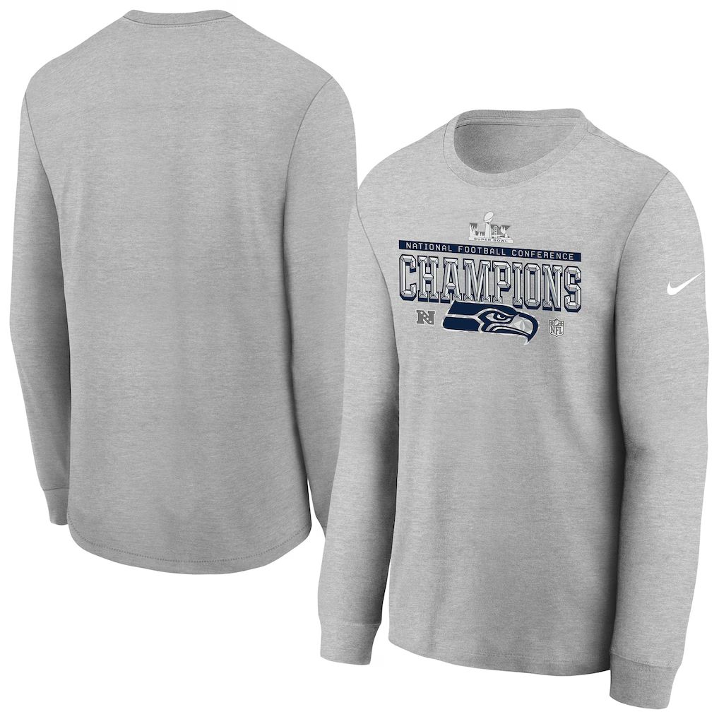 Men 2026 Nike NFL Seattle Seahawks Hooded long sleeved T-shirt grey 013